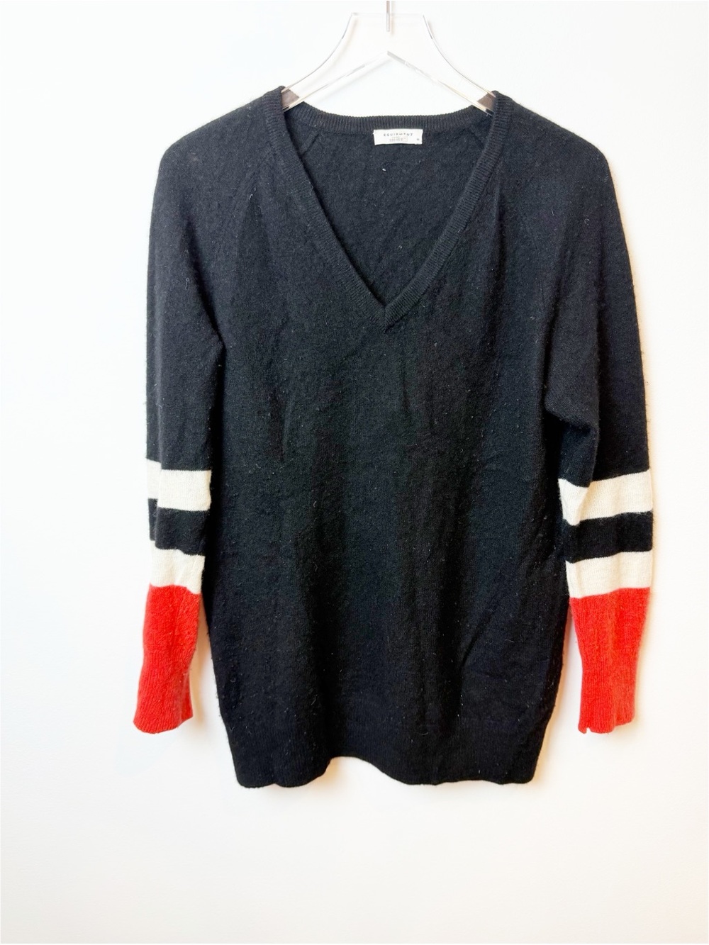 Equipment | Asher Colorblock V Neck 100% Cashmere Sweater